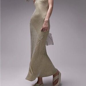 Topshop Striped Maxi Dress - Green & Cream